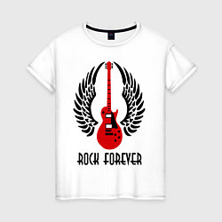 Футболка хлопковая женская Rock forever, цвет: белый