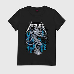 Футболка хлопковая женская Metallica - серый черт, цвет: черный