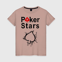 Футболка хлопковая женская Poker Stars, цвет: пыльно-розовый