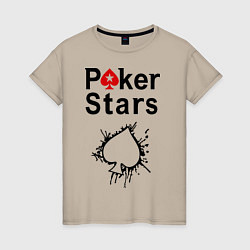 Футболка хлопковая женская Poker Stars, цвет: миндальный