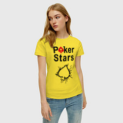 Футболка хлопковая женская Poker Stars, цвет: желтый — фото 2