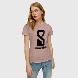 Футболка хлопковая женская Scorpions logo, цвет: пыльно-розовый — фото 2