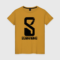 Футболка хлопковая женская Scorpions logo, цвет: горчичный