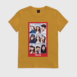 Футболка хлопковая женская TWICE, цвет: горчичный