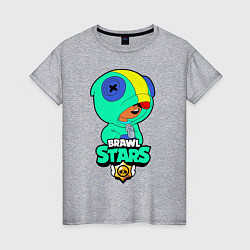 Футболка хлопковая женская Brawl Stars LEON, цвет: меланж