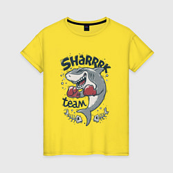Футболка хлопковая женская Shark Team, цвет: желтый