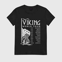 Футболка хлопковая женская Viking world tour, цвет: черный