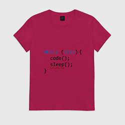 Футболка хлопковая женская Code - sleep, цвет: маджента