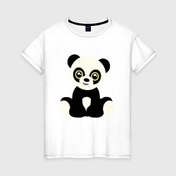 Футболка хлопковая женская Милая панда, цвет: белый
