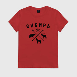 Футболка хлопковая женская Сибирь, цвет: красный