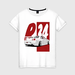 Футболка хлопковая женская Drift Cars Nissan Skyline R34, цвет: белый