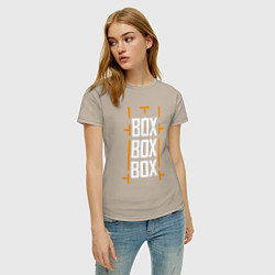 Футболка хлопковая женская Box box box, цвет: миндальный — фото 2