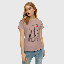Футболка хлопковая женская Wine O'clock, цвет: пыльно-розовый — фото 2