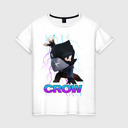 Футболка хлопковая женская Brawl Stars CROW, цвет: белый