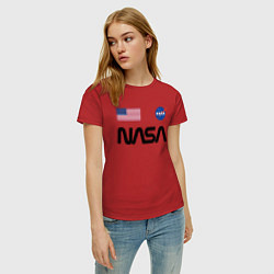 Футболка хлопковая женская NASA НАСА, цвет: красный — фото 2