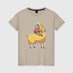 Женская футболка Ленивец и лама
