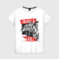 Футболка хлопковая женская Crash & Kill, цвет: белый