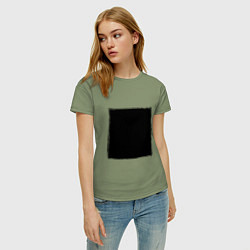 Футболка хлопковая женская ЧЕРНЫЙ КВАДРАТ, цвет: авокадо — фото 2