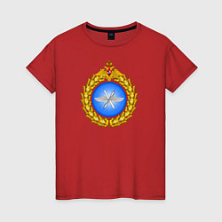 Футболка хлопковая женская Военно - воздушные силы, цвет: красный
