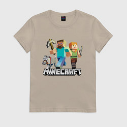 Футболка хлопковая женская MINECRAFT, цвет: миндальный