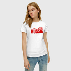 Футболка хлопковая женская Russia, цвет: белый — фото 2