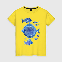 Футболка хлопковая женская Рыбы Чёрного моря, цвет: желтый
