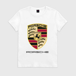 Футболка хлопковая женская PORSCHE, цвет: белый