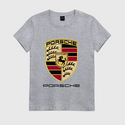 Футболка хлопковая женская PORSCHE, цвет: меланж