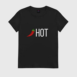 Футболка хлопковая женская ГОРЯЧО, цвет: черный