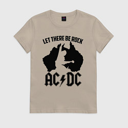 Футболка хлопковая женская Let there be rock, цвет: миндальный