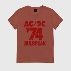 Футболка хлопковая женская ACDC 74 jailbreak, цвет: кирпичный