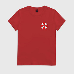 Футболка хлопковая женская UMBRELLA CORP НА СПИНЕ, цвет: красный