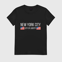 Футболка хлопковая женская NEW YORK, цвет: черный