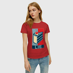 Футболка хлопковая женская PORTAL, цвет: красный — фото 2