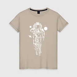 Женская футболка Космонавт на велосипеде