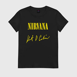 Футболка хлопковая женская NIRVANA АВТОГРАФ КУРТА КОБЕЙНА, цвет: черный