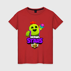 Футболка хлопковая женская BRAWL STARS SPIKE, цвет: красный