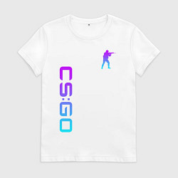 Футболка хлопковая женская CS GO NEON, цвет: белый