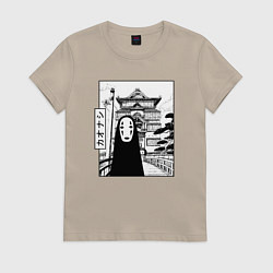 Футболка хлопковая женская No-Face Spirited Away Ghibli, цвет: миндальный