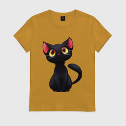 Женская футболка Черный котенок