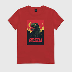 Футболка хлопковая женская Godzilla, цвет: красный
