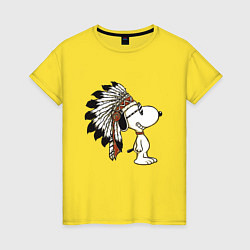 Футболка хлопковая женская Snoopy, цвет: желтый