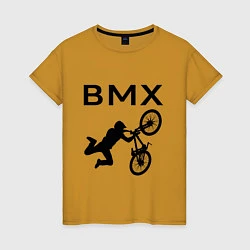 Футболка хлопковая женская Велоспорт BMX Z, цвет: горчичный