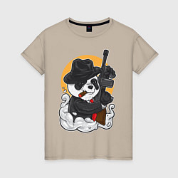Футболка хлопковая женская Panda Gangster, цвет: миндальный