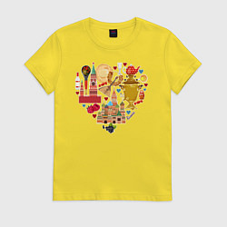 Футболка хлопковая женская LOVE RUSSIA, цвет: желтый