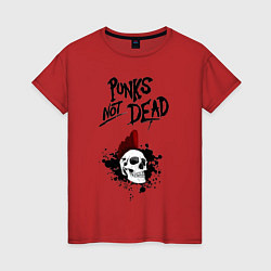 Футболка хлопковая женская Punks not dead, цвет: красный