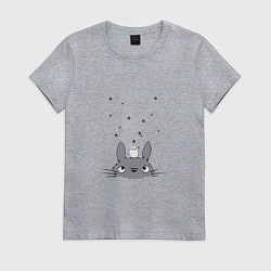 Женская футболка Любопытный Тоторо и Сажа