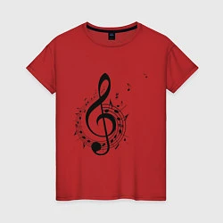 Женская футболка Скрипичный ключ ноты по кругу
