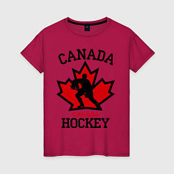 Футболка хлопковая женская Canada Hockey, цвет: маджента