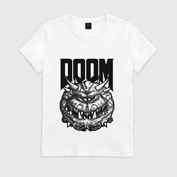Футболка хлопковая женская КАКОДЕМОН DOOM Z, цвет: белый
